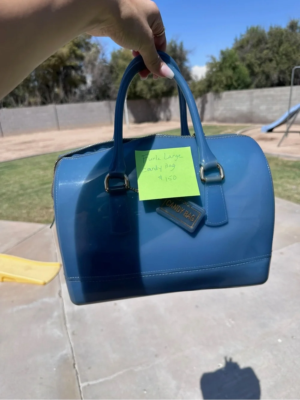 Large size blue furla candy bag